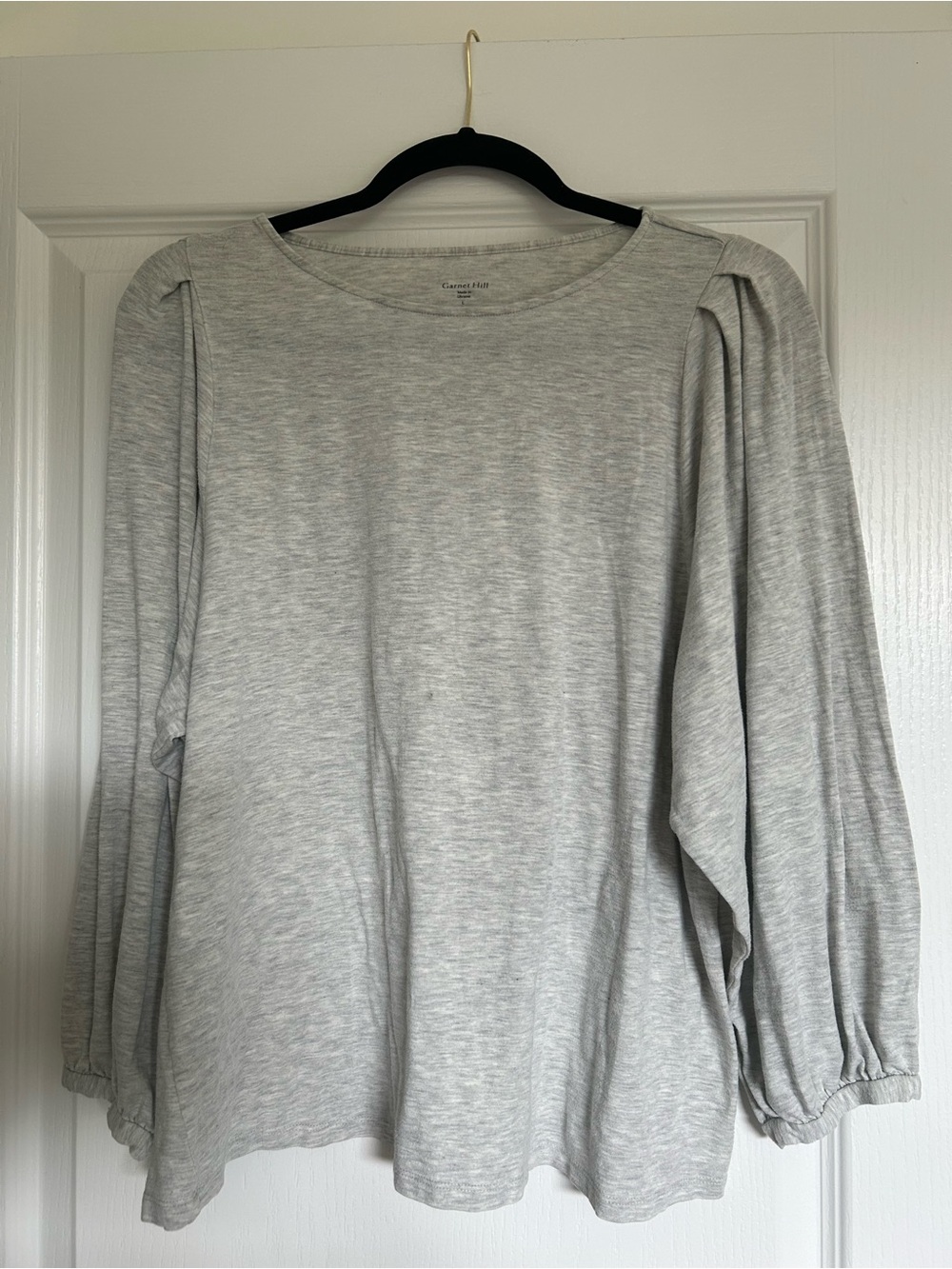 Garnet Hill Light Heather Gray Scoop Neck Top